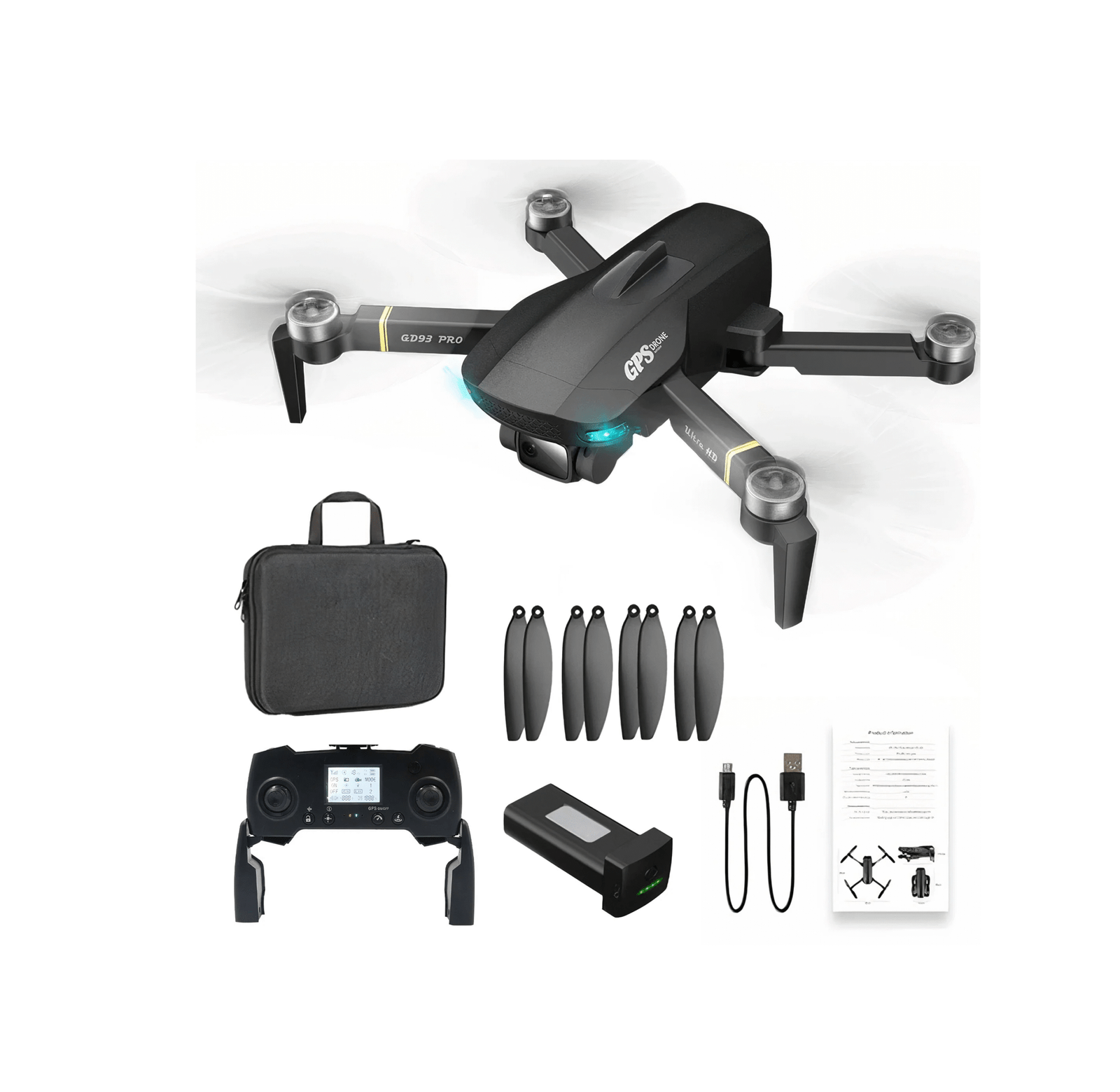DRONE CON CÁMARA 6K, 4 ROTORES, NEGRO, HASTA 3000 METROS,  BINDEN GD93 PRO.  ENVÍO GRATIS!