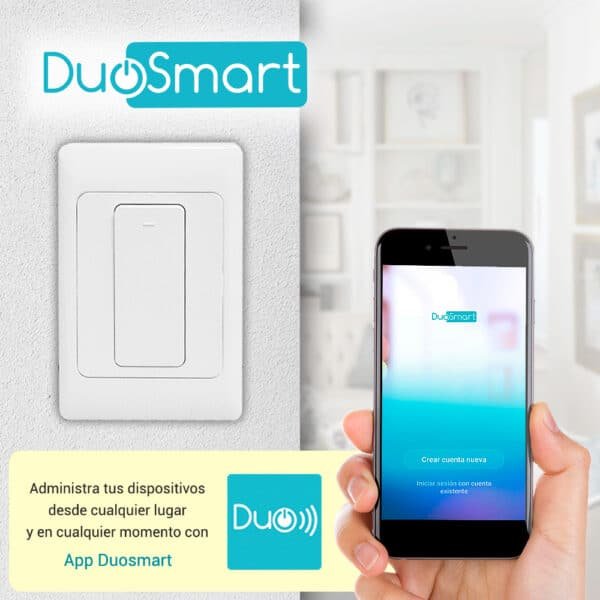 SWITCH APAGADOR WIFI 2.4 GHZ DE 1 UNIDAD, COMPATIBLE CON ALEXA Y GOOGLE HOME, DUOSMART, A10.