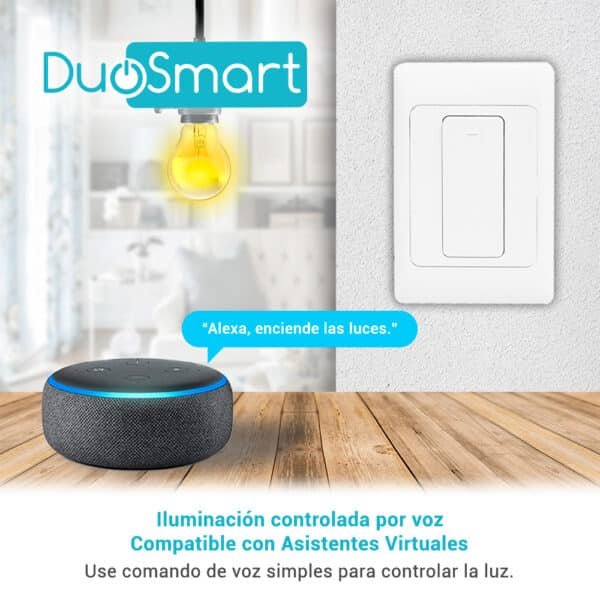SWITCH APAGADOR WIFI 2.4 GHZ DE 1 UNIDAD, COMPATIBLE CON ALEXA Y GOOGLE HOME, DUOSMART, A10.