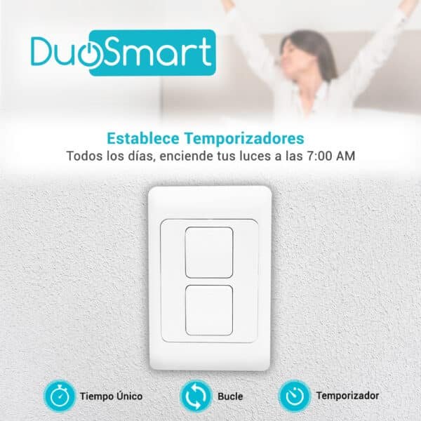 SWITCH APAGADOR WIFI 2.4 GHZ DE 2 UNIDADES, COMPATIBLE CON ALEXA Y GOOGLE HOME, DUOSMART A20.