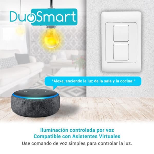 SWITCH APAGADOR WIFI 2.4 GHZ DE 2 UNIDADES, COMPATIBLE CON ALEXA Y GOOGLE HOME, DUOSMART A20.