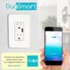CONTACTO TOMACORRIENTE WIFI 2.4 GHZ, 2 CONTACTOS Y 1 PUERTO USB PARA PARED MEDIDA ESTANDAR, DUOSMART A60.