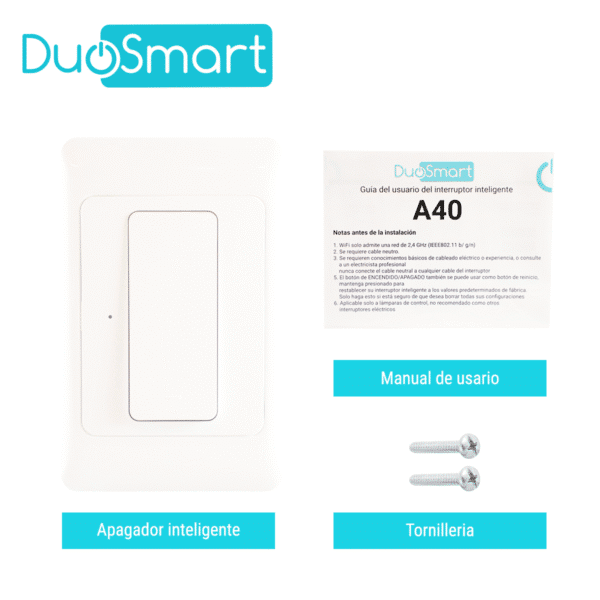 SWITCH APAGADOR DE ESCALERA WIFI 2.4 GHZ, COMPATIBLE CON ALEXA Y GOOGLE HOME, DUOSMART A40.