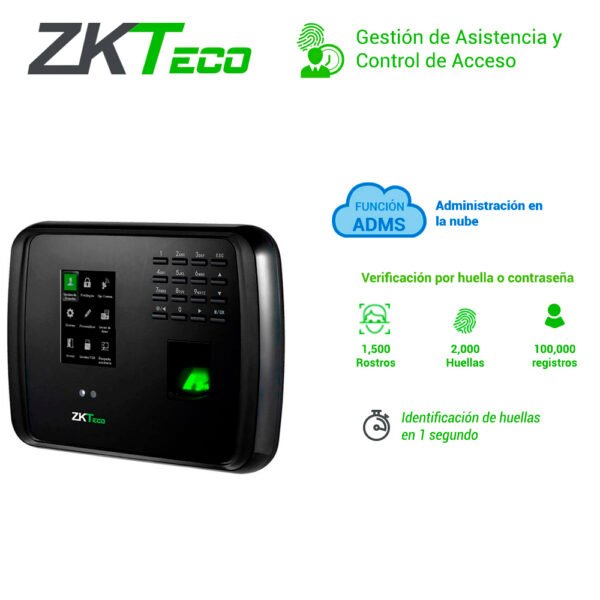 CONTROL DE ASISTENCIA Y ACCESO POR RECONOCIMIENTO FACIAL, ZKTECO, MB10-VL.