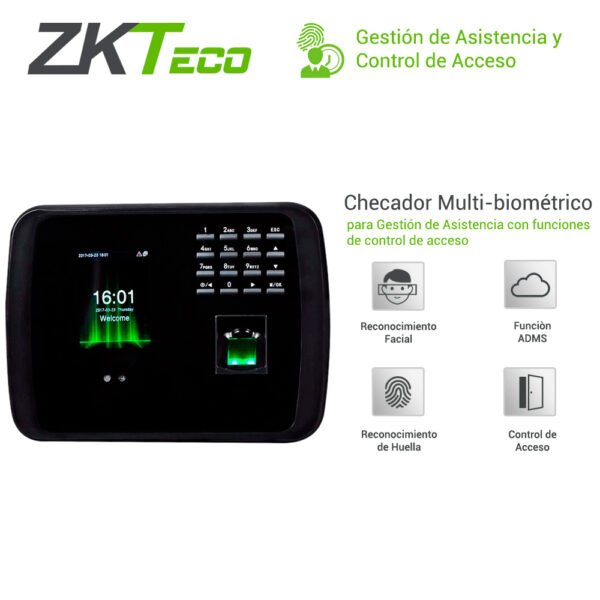 CONTROL DE ASISTENCIA Y ACCESO POR RECONOCIMIENTO FACIAL, ZKTECO, MB10-VL.