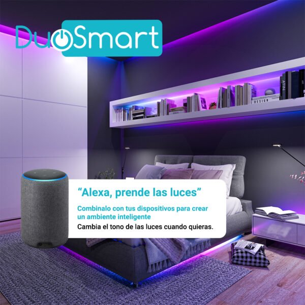 TIRA LED DE 5 METROS MULTICOLOR RGB WIFI 2.4GHZ, COMPATIBLE CON ALEXA Y GOOGLE HOME, DUOSMART, S30.