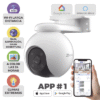 CÁMARA PT WIFI / (3K) 5MP / VISIÓN 360° / DETECCIÓN HUMANA / DETECCIÓN DE VEHICULO / SIRENA / LUZ PARPADEANTE / COLORES EN OSCURIDAD / MICRO SD / PRESETS / AUTOSEGUIMIENTO / EXTERIOR.
