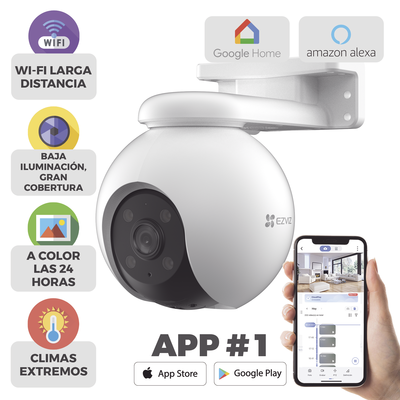 CÁMARA PT WIFI / (3K) 5MP / VISIÓN 360° / DETECCIÓN HUMANA / DETECCIÓN DE VEHICULO / SIRENA / LUZ PARPADEANTE / COLORES EN OSCURIDAD / MICRO SD / PRESETS / AUTOSEGUIMIENTO / EXTERIOR.
