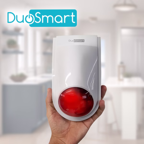 SIRENA INTELIGENTE WIFI 2.4 DUOSMART B20 STANDALONE MONITOREO EN APP DUOSMART, 24HRS AUDIBLE INTERIORES O PERIMETRALES