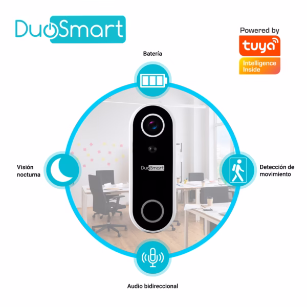 VIDEOPORTERO WIFI DE 2MP, NOTIFICACIONES PUSH, COMPATIBLE CON APP DUOSMART. DUOSMART, E55.