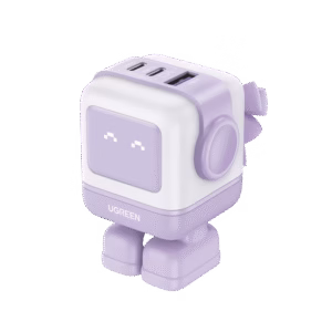 CARGADOR ROBOTGAN DE 65W SERIE UNO | 3 PUERTOS DE CARGA RÁPIDA | 2 USB-C | 1 USB-A | PD 3.0 | QC 4.0 | CARGA INTELIGENTE | TECNOLOGÍA GAN II | ZAPATO MAGNÉTICO EXTRAÍBLE | CARCASA IGNIFUGA | PANTALLA LED | ROSA.