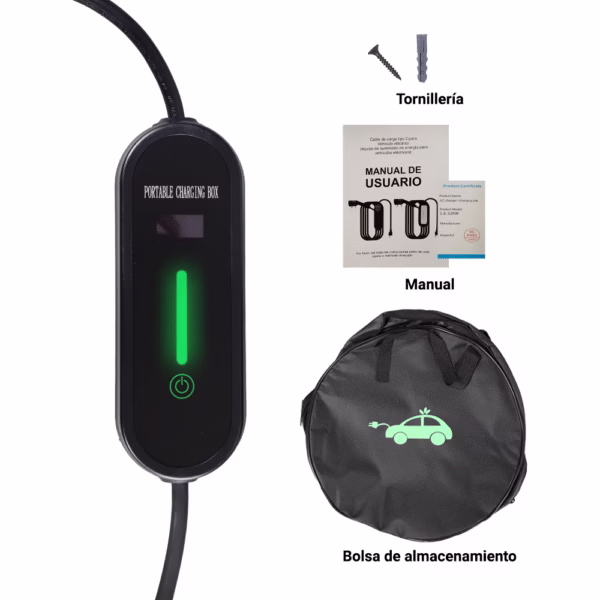 CARGADOR DE VIAJE REGULABLE CON CONECTOR TIPO 2, CON ENTRADA/SALIDA 120VCA, POTENCIA MAX 1.9 KW, CON CLAVIJA UNIVERSAL TIPO NEMA 5-15P. EV-OMB121, ALTER