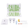 LETRERO DE EMERGENCIA LED DUAL DE SALIDA CON LUZ DE EMERGENCIA/MONTAJE UNIVERSAL (PARED, LATERAL O TECHO)/BATERÍA DE RESPALDO INCLUIDA